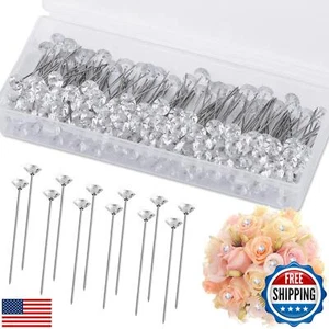 Zxiixz 200 Pcs Corsage Bouquet Pins, 2 Inch Diamond Boutonniere Flower Pins, - Picture 1 of 5