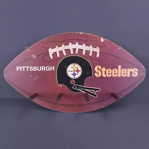 Vintage Pittsburgh Steelers Wandgarderobe Spanplatte Grafik 1980 NFL Ball - Bild 1 von 12