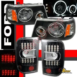 Faros Ford Ranger 2001-2011 dobles CCFL Halo y luces traseras LED negras - Imagen 1 de 7