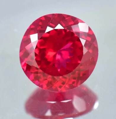 8x8 MM Natural Mozambique Blood Red Ruby Round Cut Loose Gemstone Certified - Image 1 of 4