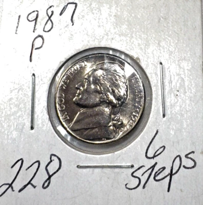 1987-P Jefferson Nickel 6FS ( 6 Full Steps ) BU From Mint Set - Image 1 of 3