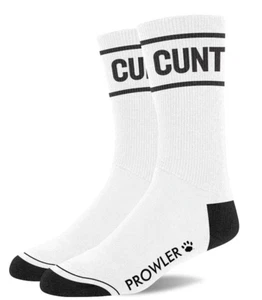 PROWLER FETISCH CREW SOCKEN WEISS BAUMWOLLE SPRUCH CUM C*NT SOCKEN GAY FETISCHSOCKEN - Bild 1 von 3