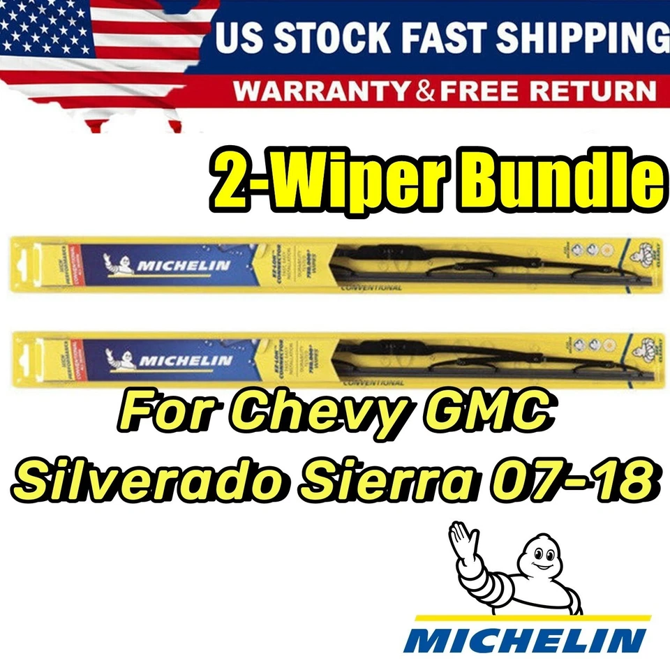 For Chevy GMC Silverado Sierra 07-18 Michelin All Weather Wiper Blades Pair - Image 1 of 4