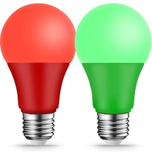 Red Light Bulb Green Light Bulbs Colored Bulb, 9W (6W Equivalent), E26 Base f... - Picture 1 of 7