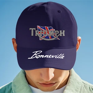 Retro Classic Triumph Bonneville Motorcycle Peak Logo Biker Baseball Cap - Picture 1 of 7