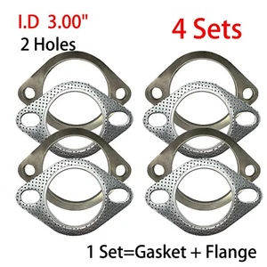 Exhaust Gasket Exhaust Flanges 2-Bolt Universal High Temp 3.00" I.D 4 Sets New - Picture 1 of 9