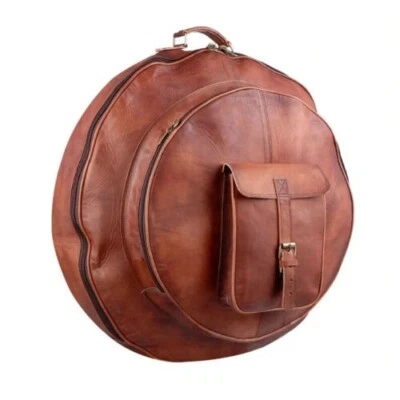 Vintage Bag Round Leather Backpack Cymbal Carrying Case Rucksack Backpack - Image 1 of 4