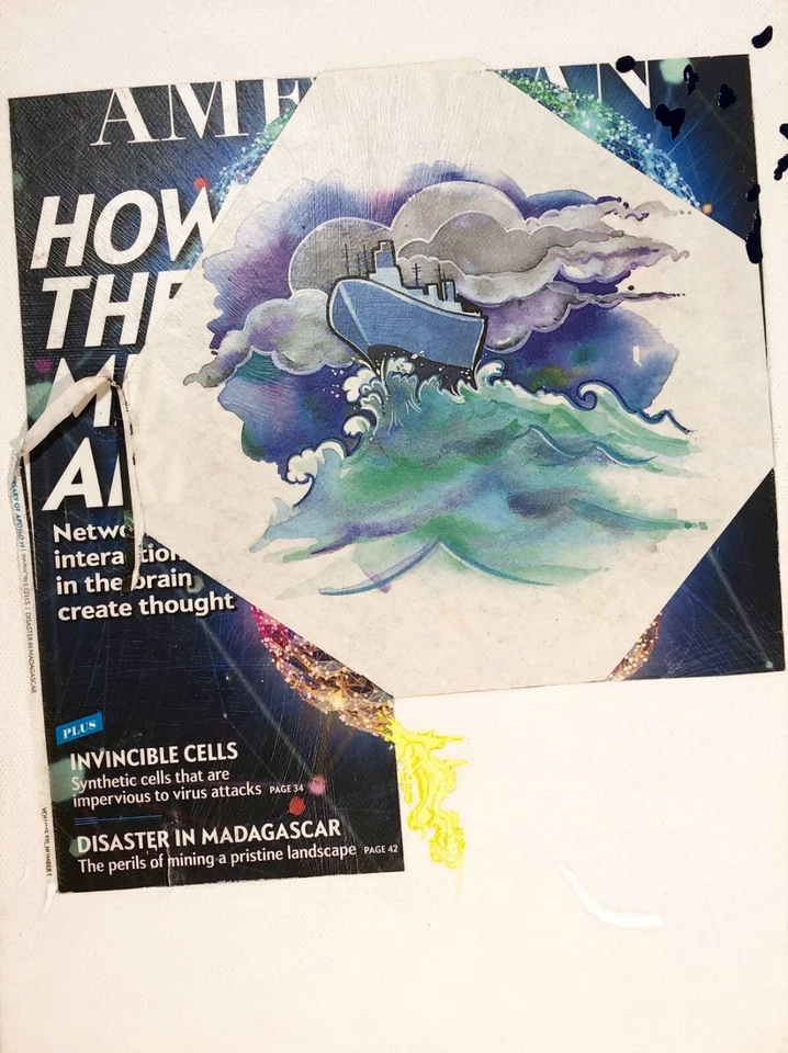 Arte collage de medios mixtos de América (nación de la emoción) por Steven Tannenbaum Tao-E Foto 1 de 1