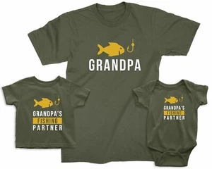 Grandpa and Grandpa's Fishing Partner. Matching t-shirts for Grandpa  grandson - Picture 1 of 6