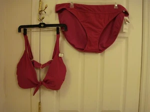 Time & Tru Damen 2-Teiler Badeanzug HIPSTER Unterteil & Bikini Oberteil Pflaume 2X NEU - Bild 1 von 5