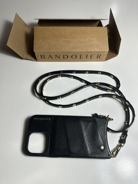 Bandolier Pebble Leather iPhone 13 Pro Case in Black/Pewter w/D