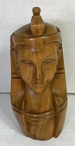 VTG Wood Hand Carved Bust Sculpture Head Egypt Egyptian Pharaoh Art - Picture 1 of 7