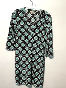 Abito Pullover Tubino Banana Republic Nero Turchese Geometrico Manica 3/4 Tg S - Foto 1 di 8