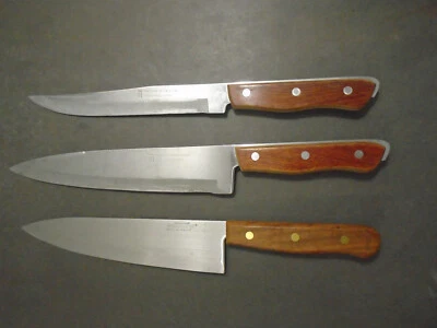 复古日本厨房刀 3 件 精密 HOLLOW GROUND + 华盛顿锻造 — 第 1/4 张图片