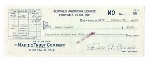 New Listing1941 Hank Bogacki Buffalo Tigers Football Player Game Check Afl Canisius Last 3