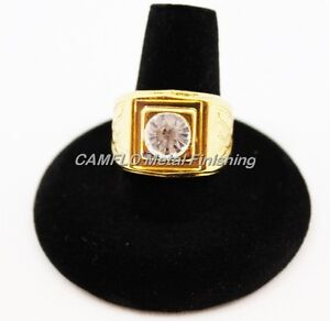 24K Gold Plated Men's 1 Crystal Solitaire Ring