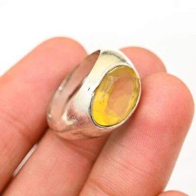 Anillo de citrino para hombre de plata de ley 925 anillo hecho a mano, todas las tallas M494 Foto 1 de 4