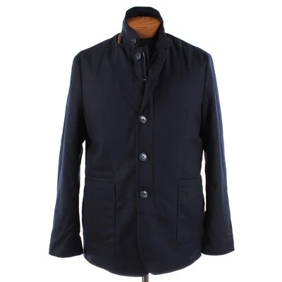 Abrigo de coche de lana Zanella nuevo con etiquetas Vitale Barberis Canonico con gamuza talla L EE. UU. en azul marino Foto 1 de 4