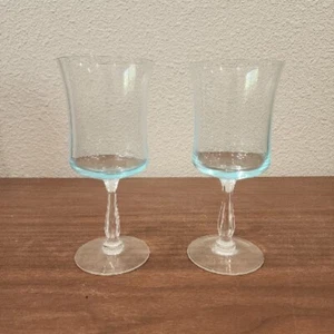 (2) Copas de agua de vino azul turquesa arco iris cristal Noritake vintage de 7"" - Imagen 1 de 10