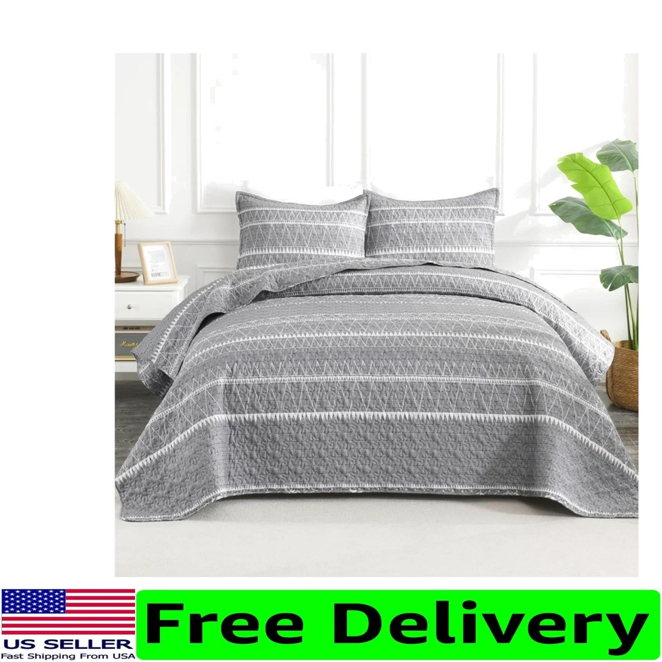 Elegancia discreta - Juego de edredón bohemio de 3 piezas California King - Fácil cuidado Foto 1 de 4