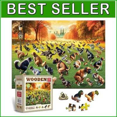Premium 1000 Piece Wooden Jigsaw Puzzle – Comical Puppies & EU Craftsmanship - Image 1 of 4
