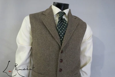 Mint Orvis heavy herringbone tweed six button full adjustable waist belt vest M - Image 1 of 4