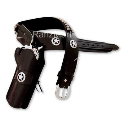 Shooting Belt Cowboy Holster Vintage Leather Style Cartridge Ruger Ammo Loops - Image 1 of 4