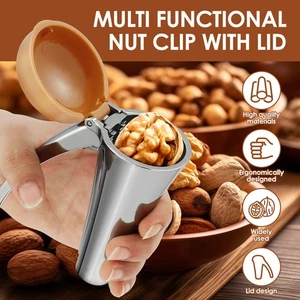Nut Shelling Tool Splash Proof Pecan Nut Cracker Tool with Lid Funnel GrWns - Picture 1 of 11