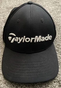 TaylorMade Logo Golf Cap Hat Black Size L/XL Fitted Embroidery A-Flex - Picture 1 of 5