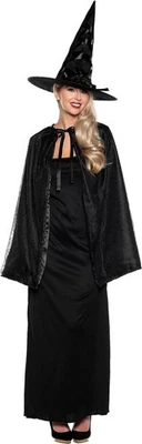 Adult Witch Cape & Witch Hat Set Wizard Cloak & Hat for Halloween Easy Costume - Image 1 of 4