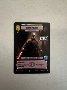 SDCC 2025 STAR WARS UNLIMITED EVENT EXCLUSIVE DARTH TYRANUS PROMO CARD IN HAND - Picture 1 of 3