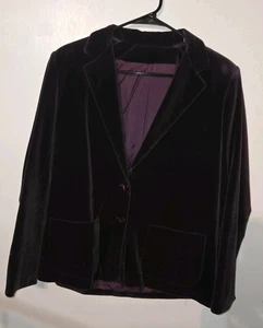 Vintage David Hayes Velour Velvet Blazer Jacket Purple  Size 12 Career Coat  - Picture 1 of 13