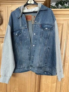 NUEVO CON ETIQUETAS Chaqueta de Camionero Levi's Para Hombres Híbrida con Capucha Color Azul Color Medio Lavado Talla 2XL - Imagen 1 de 11