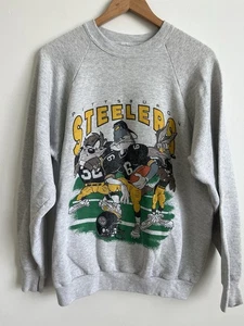 VTG Pittsburgh Steelers Looney Tunes Sweatshirt Mens XL NFL Football Gray Taz - Picture 1 of 5