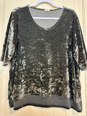 Blusa POL Feminina Verde Veludo Esmagado Verde Tamanho Grande Tamanho M Fairy Gruge BOHO - Imagem 1 de 4
