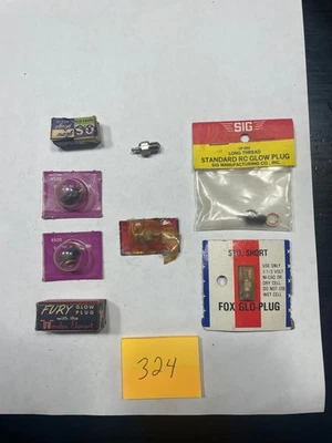 8 VINTAGE R/C GLOW PLUGS- FOX, VECO, O.S., SIG, FURY,K-B - Image 1 of 4
