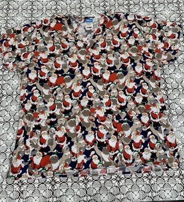 Crest Cottons Scrub Top Women’s Size XL Christmas Santa Yeti Fun - Image 1 of 4