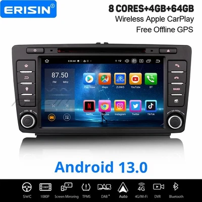 8" Android 14 GPS Carplay Autoradio Für Skoda Octavia Rapid Roomster Superb Yeti - Bild 1 von 4