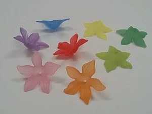 Transparent Acrylic Beads, Frosted, Flower, Mixed color, Qty 24 27x7mm Hole1.2mm - Picture 1 of 2