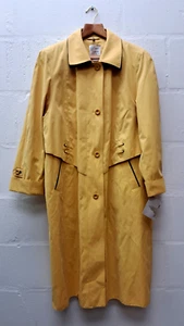 London Fog Mustard Yellow Trench Coat Polyester Size UK 16  [Look-up GA] - Picture 1 of 12