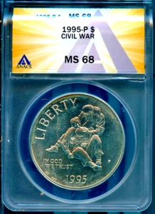 1995-P $1 Silver Civil War MS 68 New ANACS # 7805685 + Bonus - Picture 1 of 2