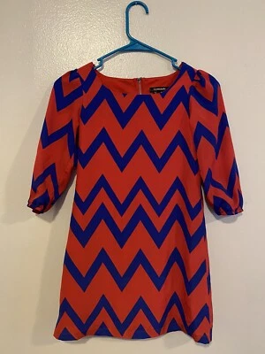 MY MICHELLE Red & Blue Chevron Dress Size 7 Foto 1 de 4
