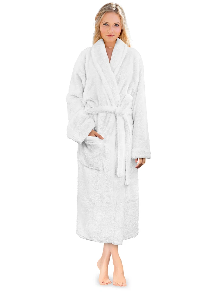 Premium Womens Plush Soft Robe Fuzzy Fluffy Warm Sherpa Fleece Bathrobe Spa Robe - Image 1 of 1