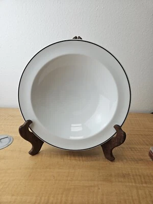 Richard Ginori 9 3/4" Serving Bowl White Black Rim