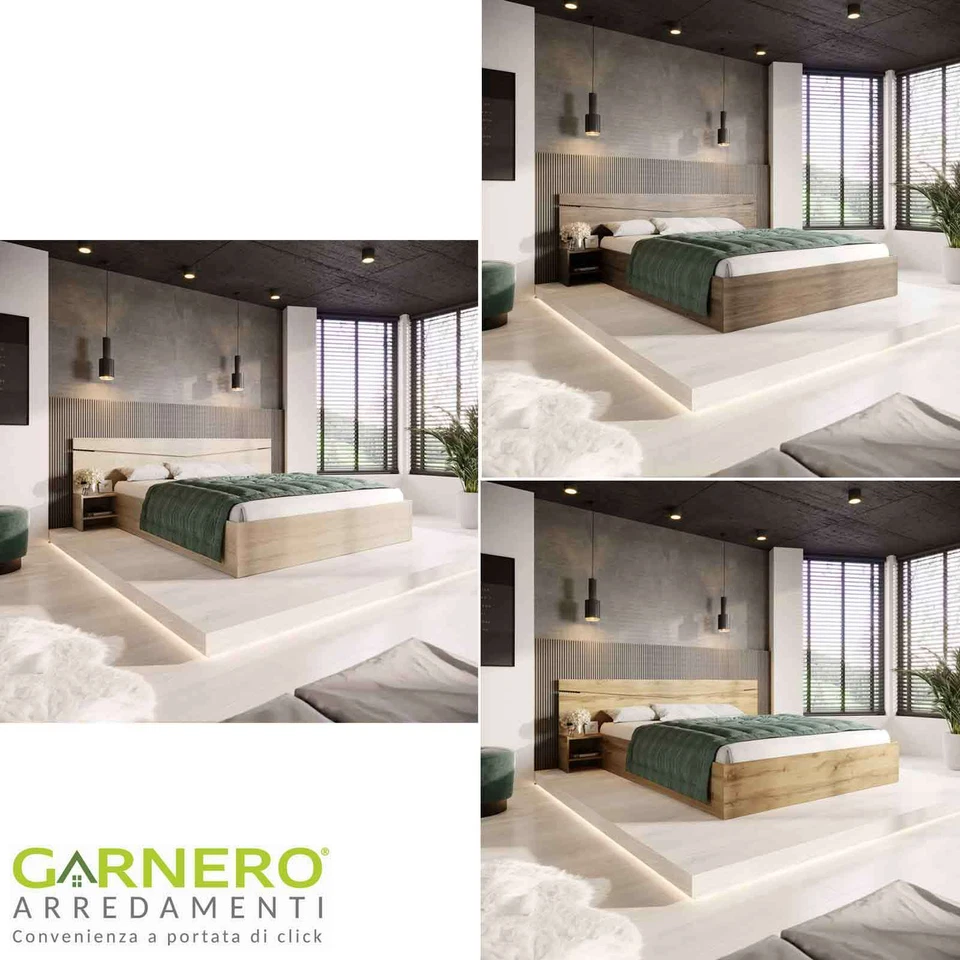 GARNERO ARREDAMENTI Letto matrimoniale CAMILLA Gihome ® vari colori moderno comodini box contenitore