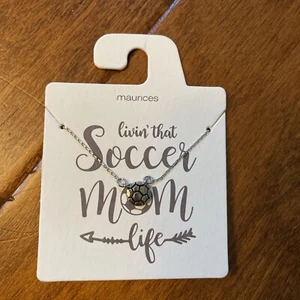 Soccer Mom Life Soccer Ball Charm Pendant Necklace Sports Gift - Picture 1 of 4