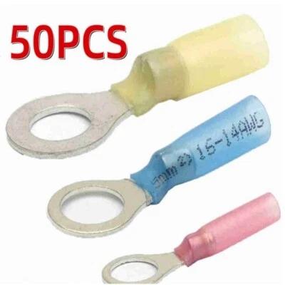 Waterproof Wire Crimp Connectors Heat Shrink Ring Terminals 22-10AWG US 50Pcs - Image 1 of 4