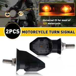 2X LED Motorcycle Turn Signals Amber Indicator Light Blinker Universal Lamp Mini - Picture 1 of 15