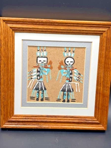 Original Navajo Sandmalerei, signiert Garcia, mit Rahmen - Bild 1 von 2
