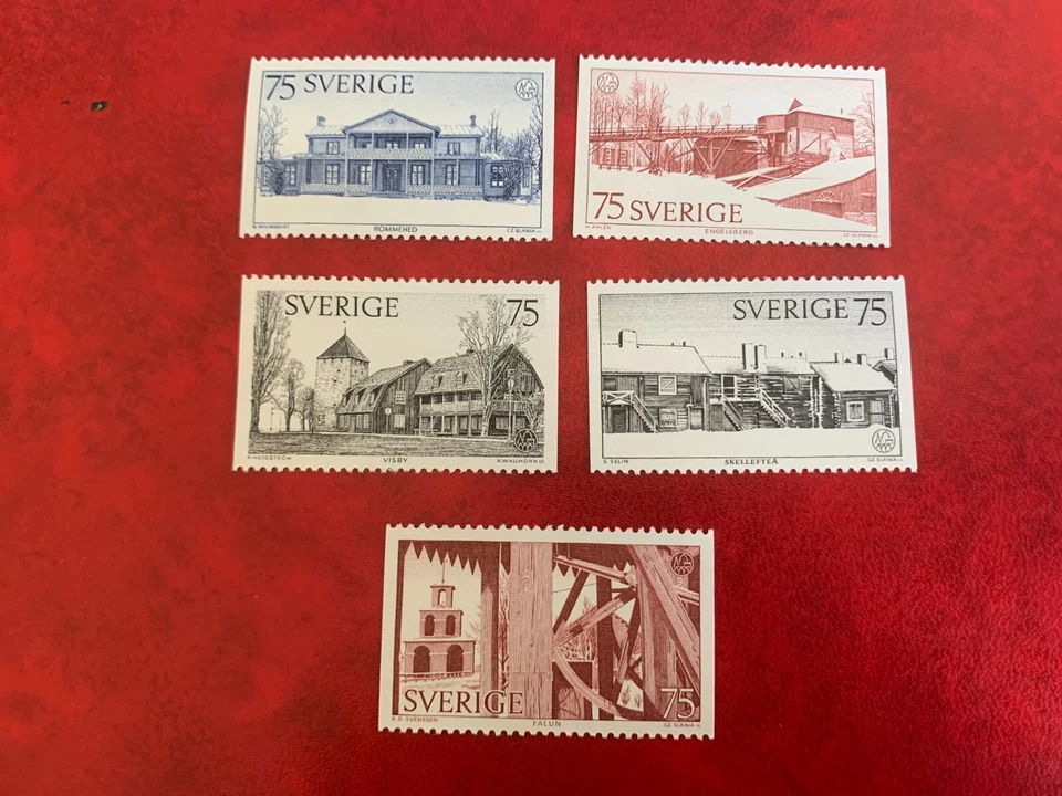 SWEDEN 1975 MNH BOOKLET PANE ARCHITECTURE HERITAGE YEAR MINE PIT CHURCH - Image 1 of 1
